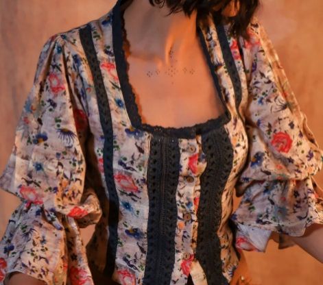 Women White Floral Panelled Lace Shirt