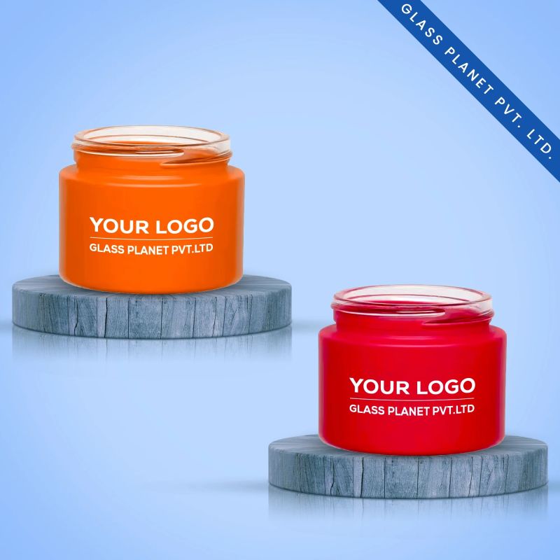 50g Customizable Coated Glass Jars  (Orange & Red)