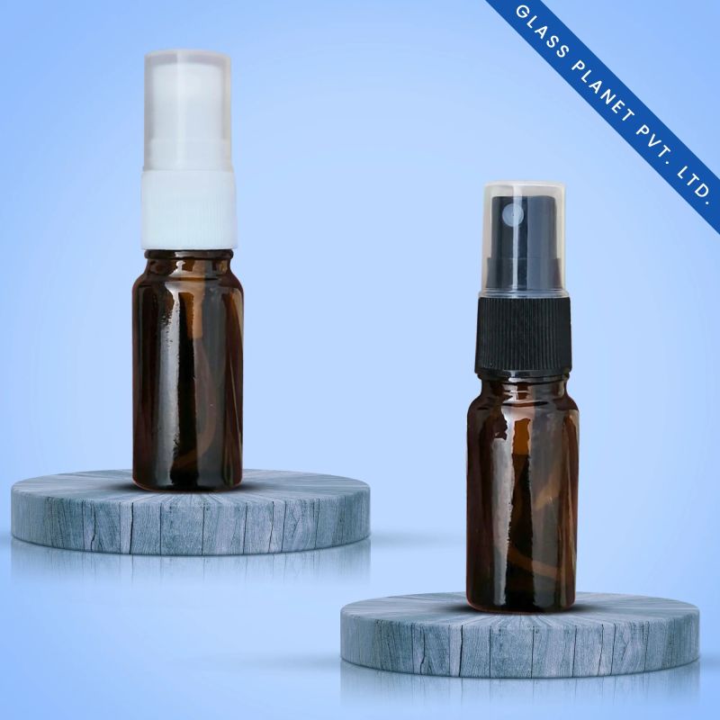 10ML Amber Glass Bottle With Black And White Mist Spray Pump