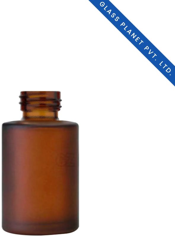 30 Ml Amber Frosted Flat Shoulder Glass Bottle With 20mm Neck
