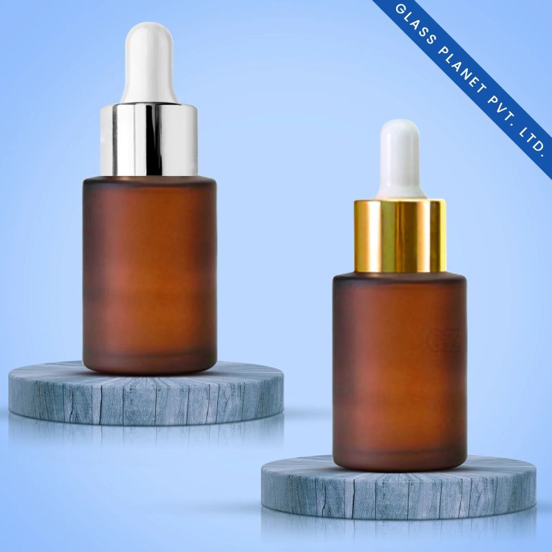 30ML Amber Frosted Glass Bottle Flat Shoulder