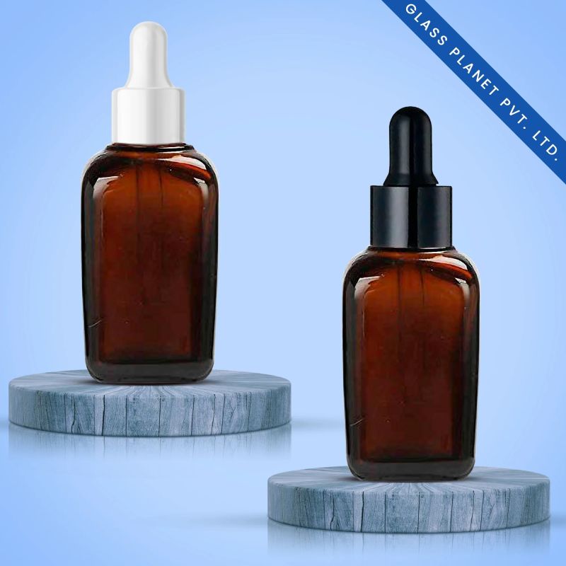 30ml Amber Square Glass Bottle