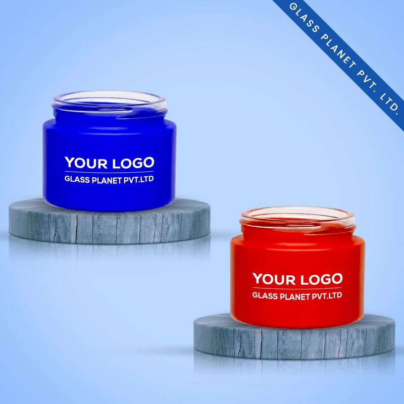 50g Customizable Coated Glass Jars (Blue & Red)