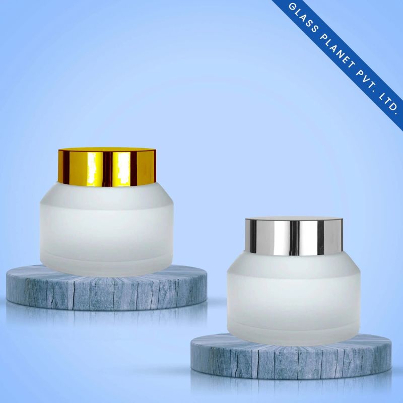 50g Slant Clear Frosted Jar With Golden Or Silver Cap