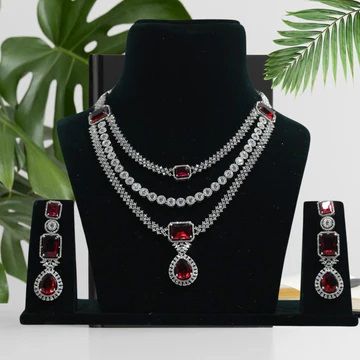 Women Crimson Cascade Trilateral Necklace
