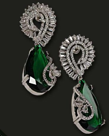 Women Crystal Crown Emeralds Earrings