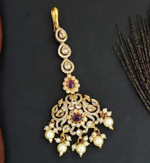 Women Royal Chandrika Pink Maangtikka