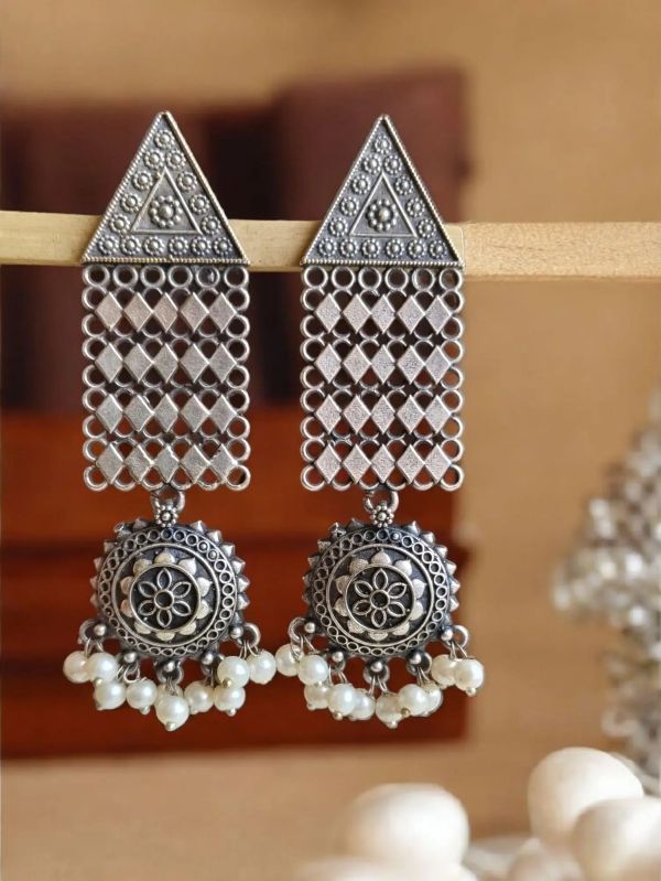 925 Silver Plated Women Navratri Earrings