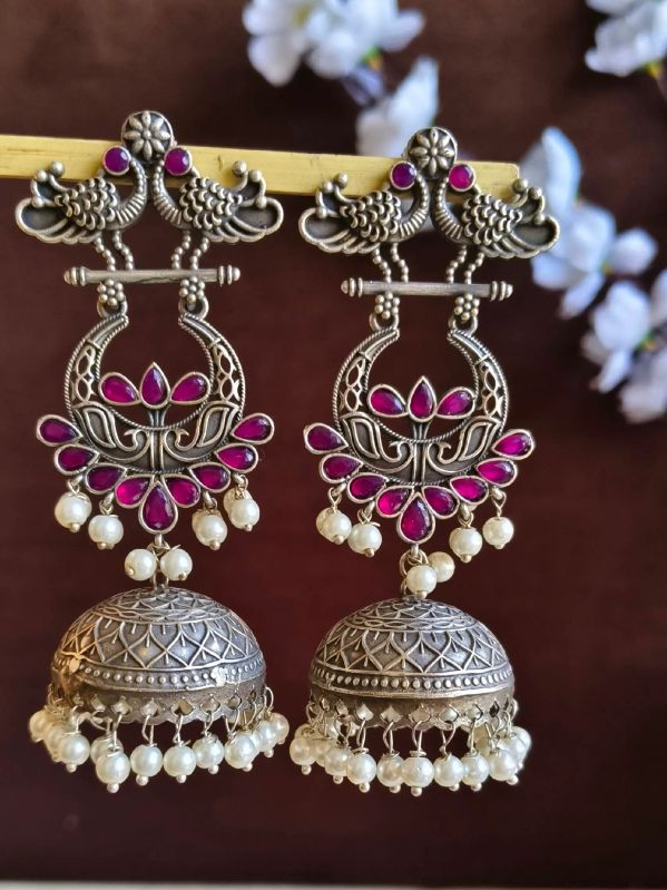 Elegance Big Silver Navratri Jhumka For Women