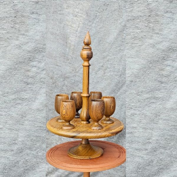 Wooden Wine Glass Set