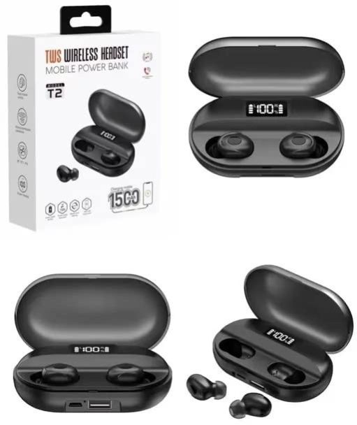 TWS T2 Bluetooth Earbuds with Powerbank
