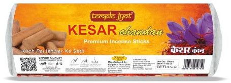 Templejyot Kesar Chandan (Saffron Sandal) Premium Incense Stick 250gm Roll Pack