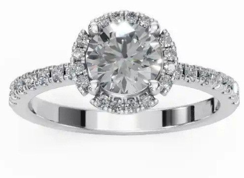 Round Halo Engagement Women Ring