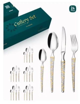 Stainless Steel 24-piece Laser Engraving Cutlery Set