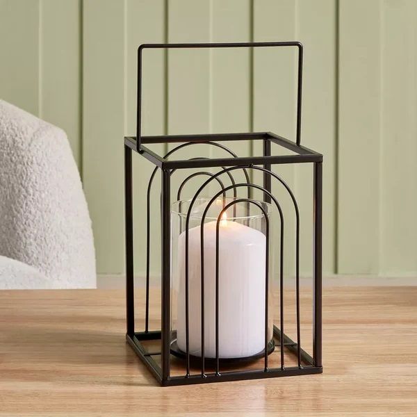Metal Ribbed Candleholder with Glass Votive