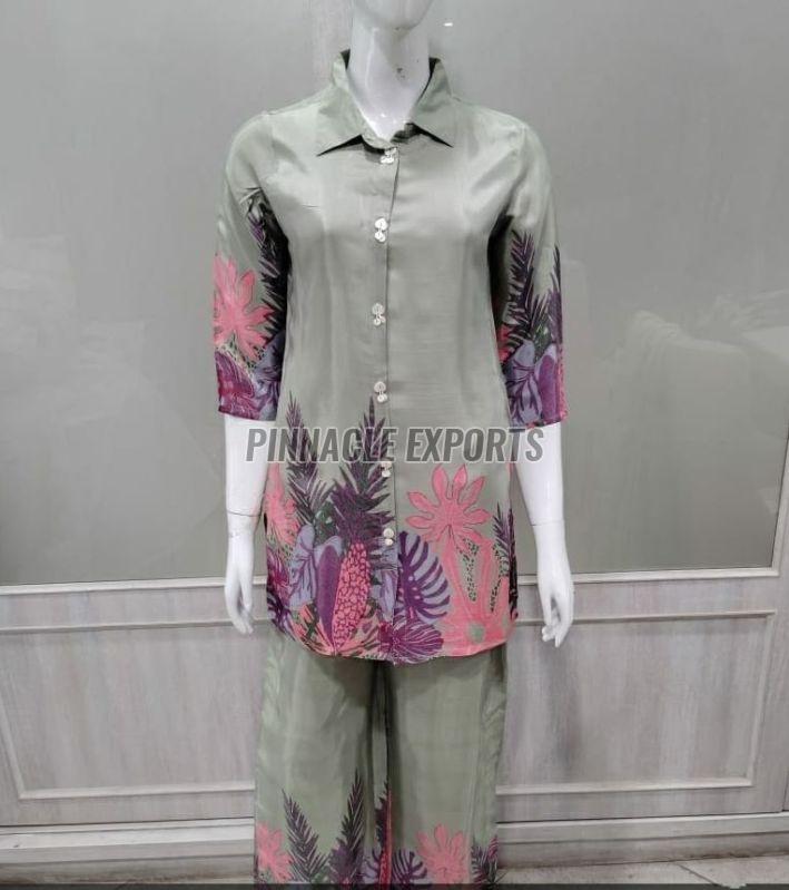 Ladies Printed Rayon Cord Set