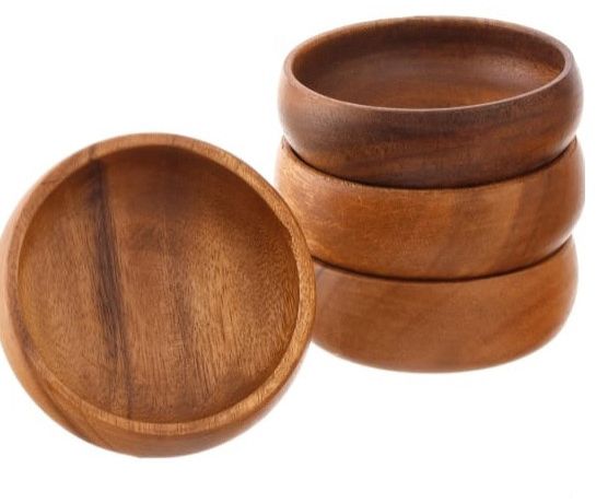 Wood Snack Serving Bowl Set OF 4