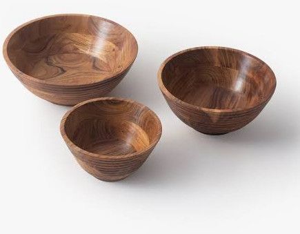 Goodmark Products Polished Wooden Bowl Set, Color : Brown