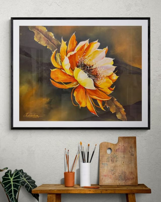 Brahma Kamal Painting Vibrant Wall Art D&AMP;eacute;cor for Your Home