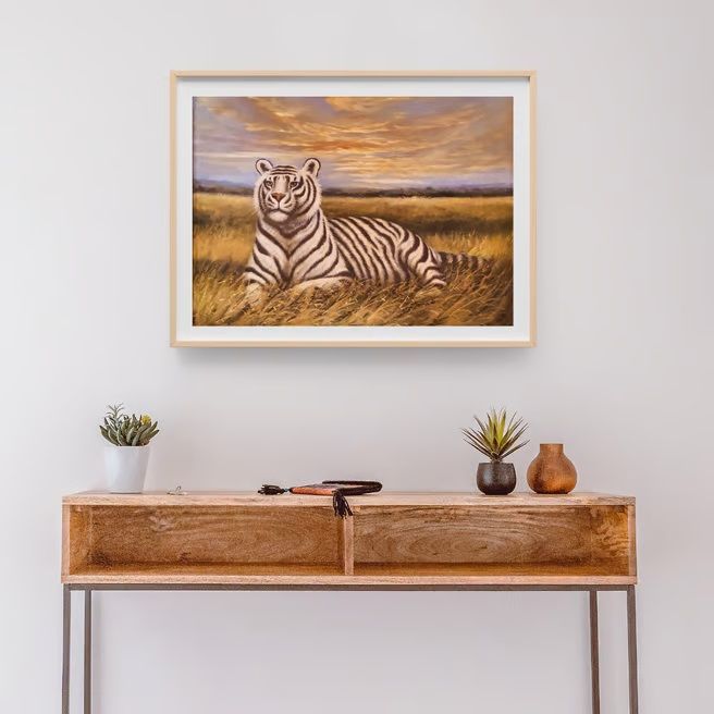 White Tiger Art Print Elegant Wall Decor