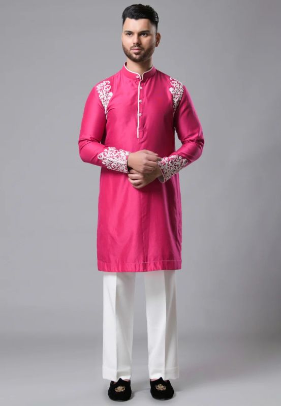 Pink Kurta Set For Men