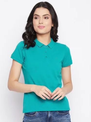 Ladies Plain Poly Cotton Polo T Shirt