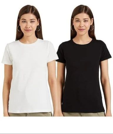 Ladies Plain Poly Cotton Round Neck T Shirt