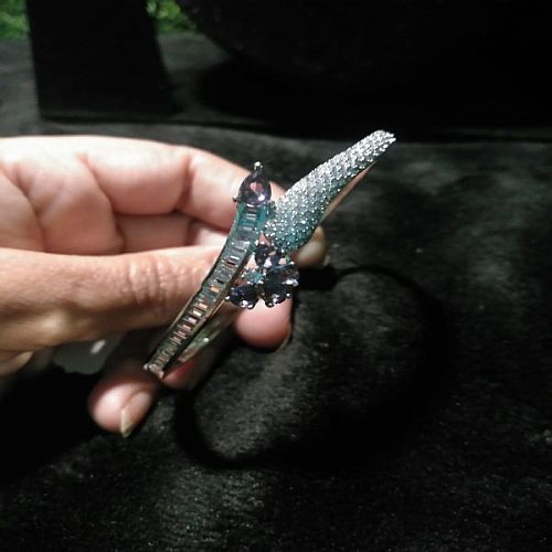 Polished Designer Green American Diamond Bracelet