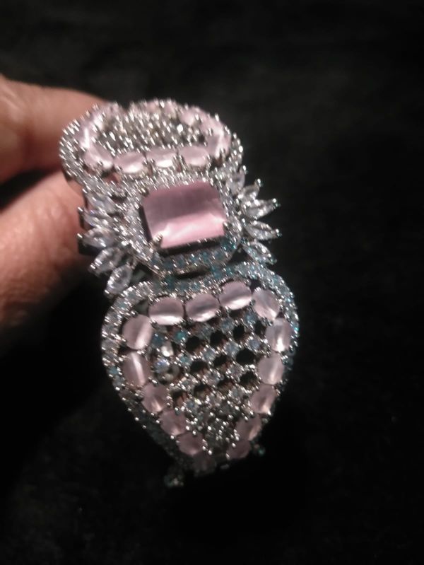 Designer Pink Crystal American Diamond Bracelet