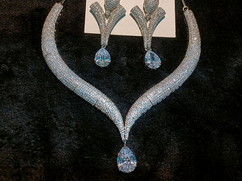 Nano Stone American Diamond Necklace Set