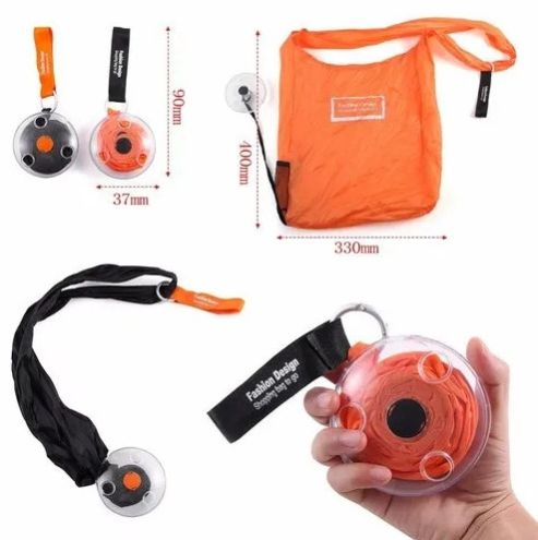 Printed Silicone Reusable Foldable Shopping Bag, Color : Orange