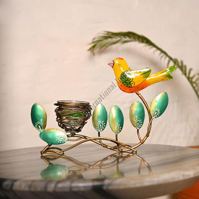 Yellow Bird Leaf T Light Holder