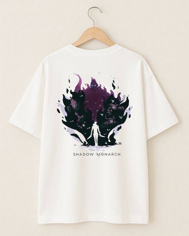 Unisex White Printed Oversized T Shirt