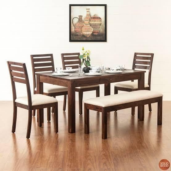 Solid Sheesham Wood Six Seater Dining Set