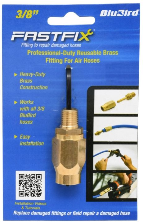 Fast Fix - 3/8" Air Hose Assembly Repair Fitting - W/ 1/4" MNPT Fixed (FFFX38)