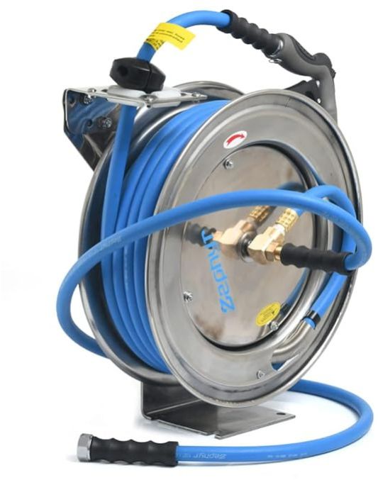 Zephyr Auto-Retractable Water Hose Reels 13mm X 15m Stainless Steel 304 (ZWR1315SS)