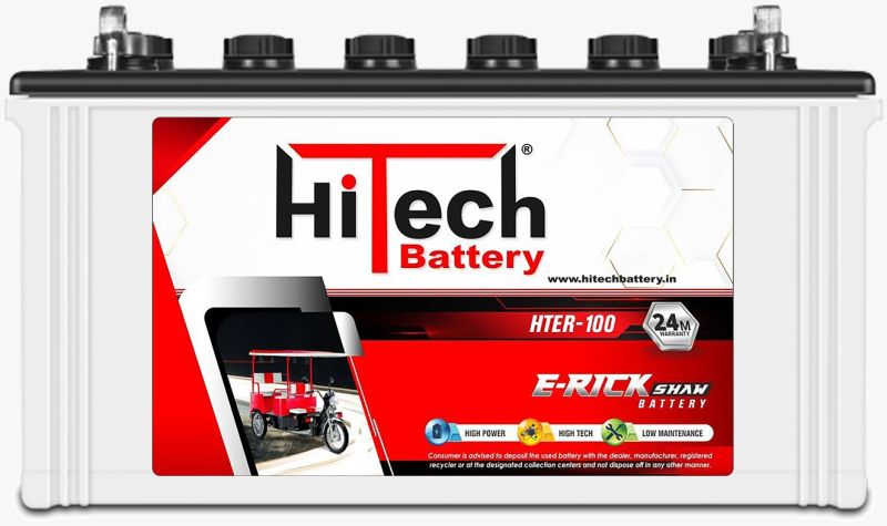 hi tech extra backup rugged design e-rickshaw battery
