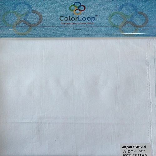 Plain 40/40 Poplin 100% Cotton Fabric, Color : White