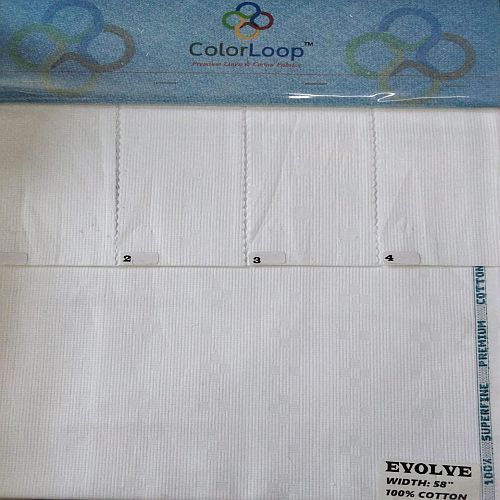 Plain Evolve Pure Cotton Fabric, Color : White, Width : 58 Inch