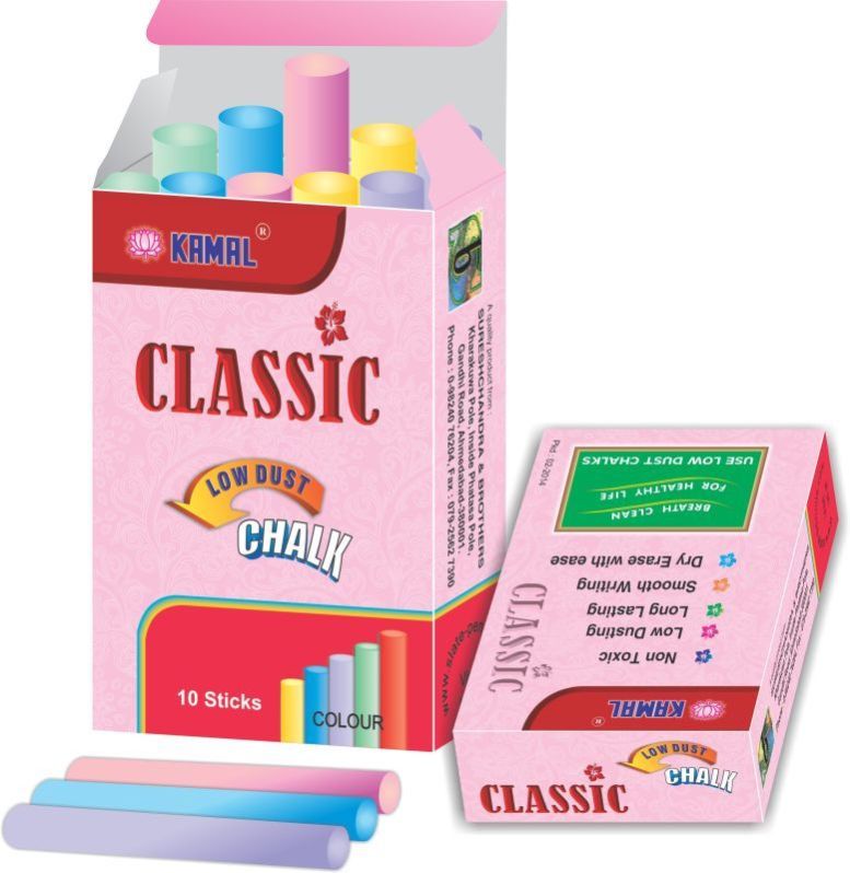 10 Piece Pack Classic Multicolor Low Dust Chalk
