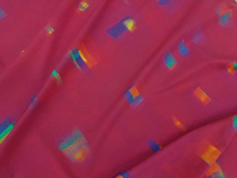 Magenta Grid Printed Fabric