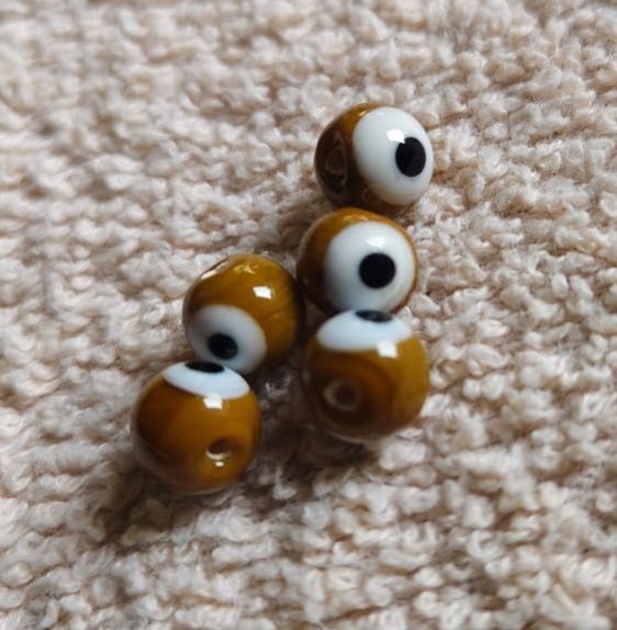 Dark Brown Evil Eye Glass Beads