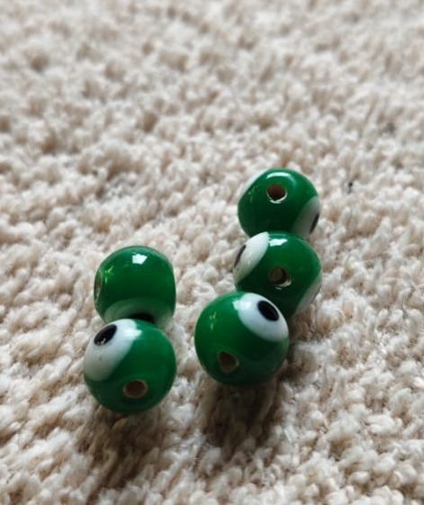 Dark Green Evil Eye Beads