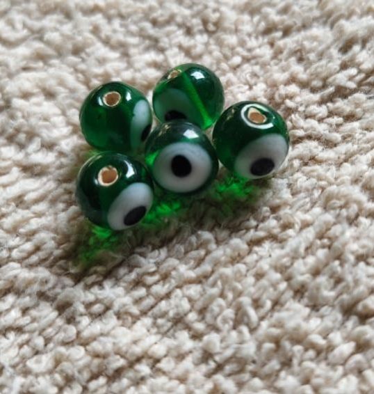Dark Green Evil Eye Glass Beads