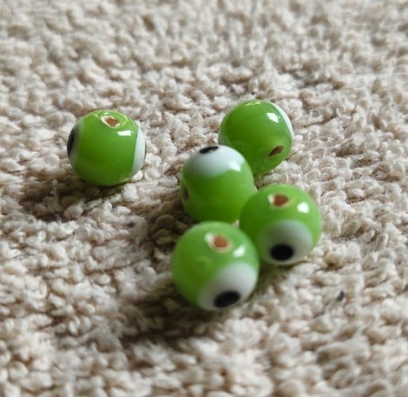 Green Evil Eye Glass Beads