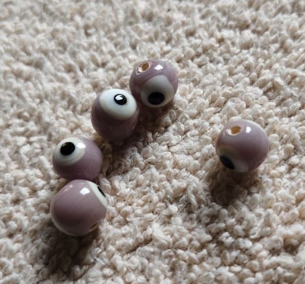 Lavender Evil Eye Glass Beads