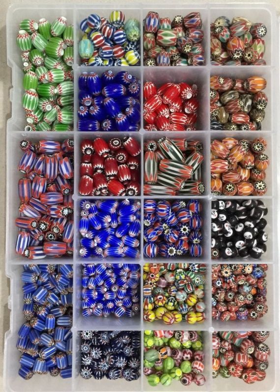 Multicolor Chevron Glass Beads