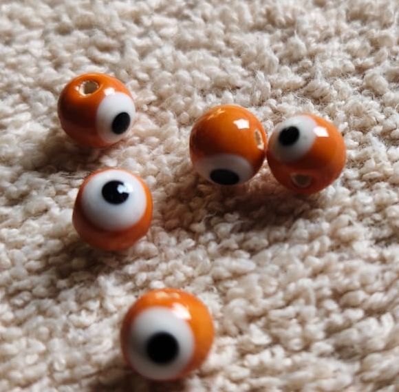 Orange Evil Eye Beads