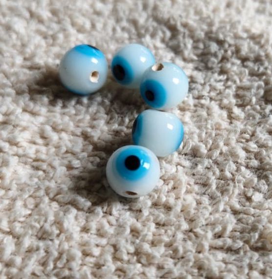 White and Blue Evil Eye Beads