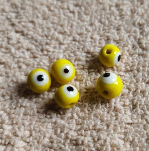 Yellow Evil Eye Glass Beads